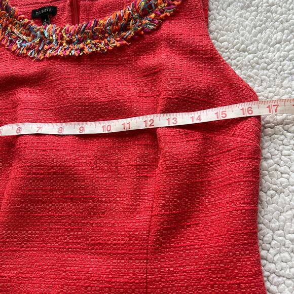 Talbots Coral Tweed Sheath Dress Confetti FringeTrim 4 - Picture 10 of 13